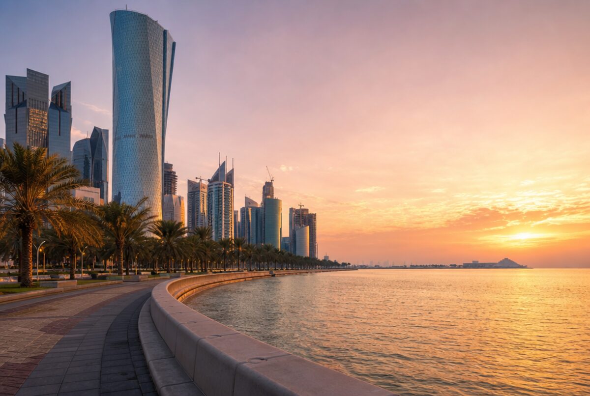 Abu Dhabi corniche at sunset